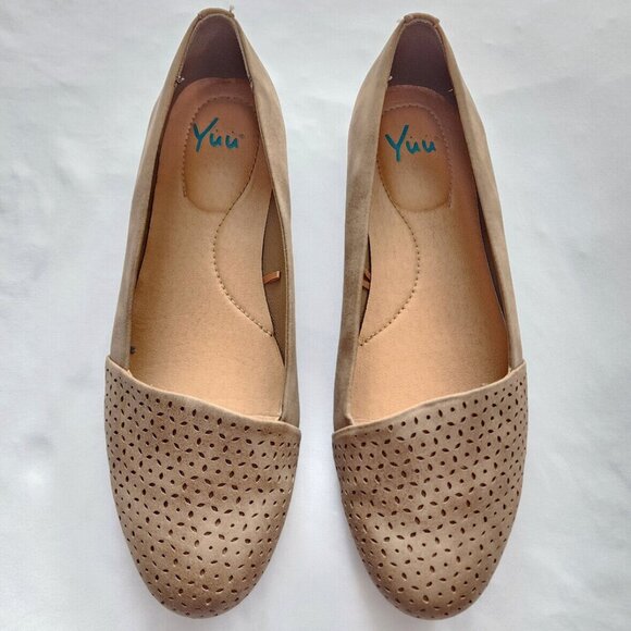 YUU Womens Francie Size 8.5 Brown Slip On Perforated Comfort Loafer Flats - Picture 1 of 4